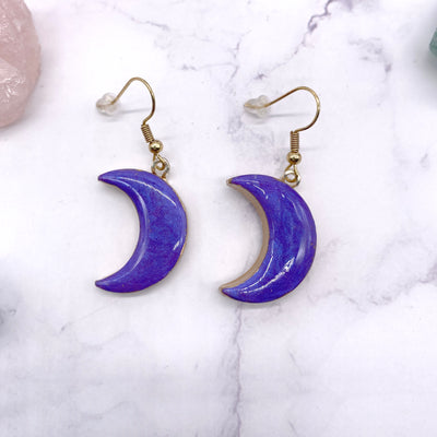 Purple and Gold Moon earrings | Stargazer Goods