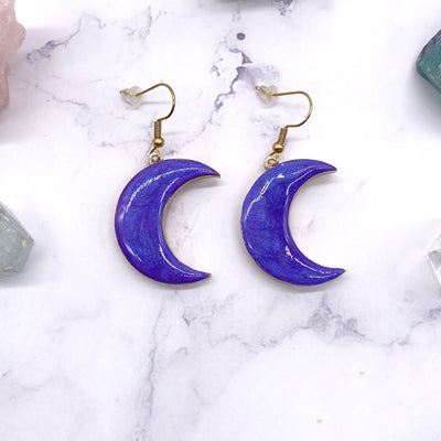 Purple and Gold Moon earrings | Stargazer Goods