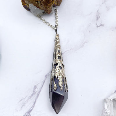 Transparent Black ornate Pendulum Necklace Stargazer Goods