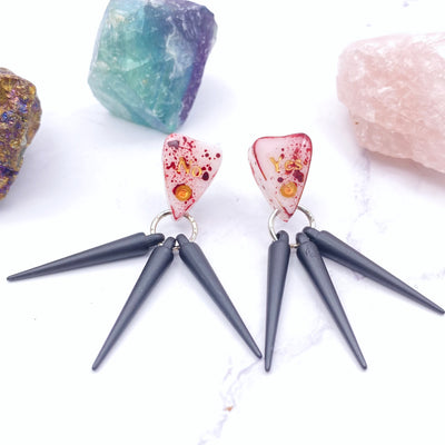 Spiked Blood Splatter Ouija Planchette Stud Earrings | Stargazer Goods