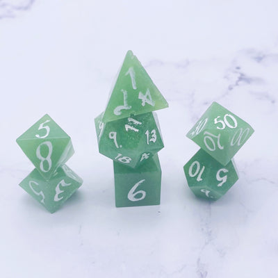 Green Sharp Polyhedral Dice Set Stargazer Goods