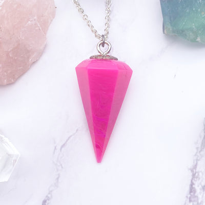 Bright Pink Swirl Pendulum Necklace Stargazer Goods