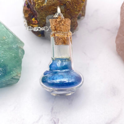Royal Blue Potion Decanter Glass Bottle Necklace Stargazer Goods