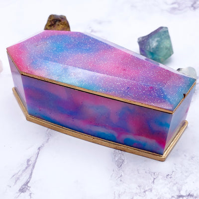 Blue Pink Purple Pastel Galaxy Coffin Trinket Box Stargazer Goods