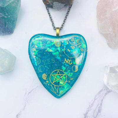 Blue Iridescent Opal Cat Planchette Necklace | Stargazer Goods