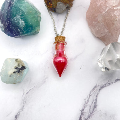 Small Pointed Red Glass Bottle Necklace | Stargazer Goods
