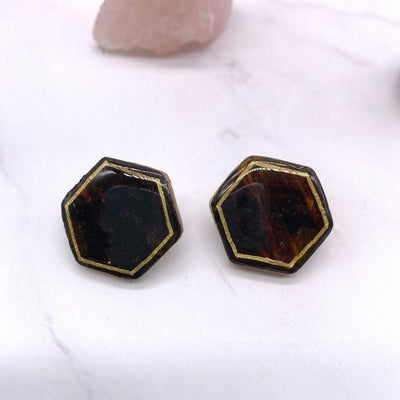 Black Hexagon Color Changing Polymer Clay Earrings Stargazer Goods