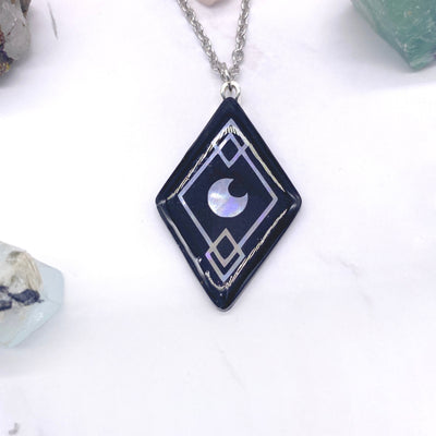 Black Holographic Moon necklace Stargazer Goods