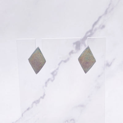 Mini Silver Holographic Rhombus Diamond Stud Earrings Cottagecore Celestial Witchcore Pastel Goth BOHO Simplistic minimalist Jewelry