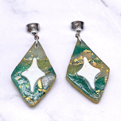 Celestial Star Dangle Stud Earrings Cottagecore Forest Hedge Witch Pastel Goth BOHO Simplistic minimalist Brass Jewelry