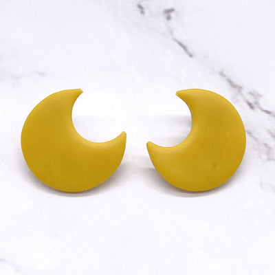 Yellow Crescent Moon Stud Earrings Celestial Space Astrology witchcore Jewelry Pastel Goth Wiccan Witch Minimalist Jewelry