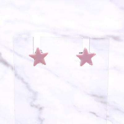 Pink Mini Star Stud Earrings. Micro Celestial Astrology Jewelry. Pastel Goth Wiccan Witch BOHO Polymer Clay Studs.
