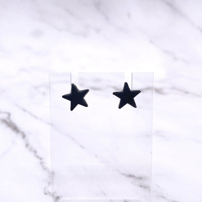 Black Small Star Stud Earrings. Mini Celestial Astrology Jewelry. Pastel Goth Wiccan Witch BOHO Polymer Clay Studs.