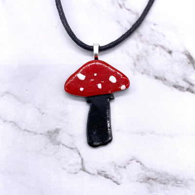 Red Amanita Mushroom Necklace. Cottagecore witch pastel goth accessory. Polymer Clay Pendant for Mushroom lovers