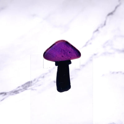 Chrome Purple to Bronze Mushroom Pin. Cottagecore witch pastel goth accessory. Polymer Clay Lapel Pin for Mushroom lovers