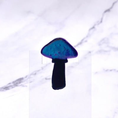 Chrome Blue Purple Mushroom Pin. Cottagecore witch pastel goth accessory. Polymer Clay Lapel Pin for Mushroom lovers
