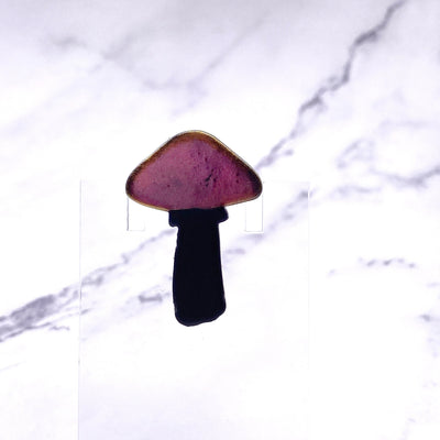 Chrome Red Bronze Mushroom Pin. Cottagecore witch pastel goth accessory. Polymer Clay Lapel Pin for Mushroom lovers