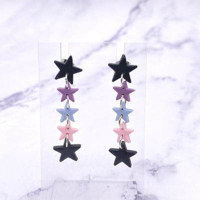 Falling Star Earrings. Black and Pastel Star Dangle Stud Earrings. Mini Celestial Astrology Jewelry. Pastel Goth Wiccan Witch BOHO