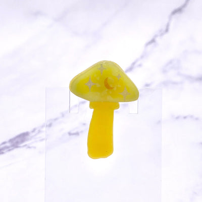 Neon Green Yellow Mushroom Pin. Cottagecore witch pastel goth accessory. Polymer Clay Lapel Pin for Mushroom lovers