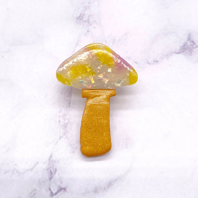 Pastel Gold Mushroom Pin. Cottagecore witch pastel goth accessory. Polymer Clay Lapel Pin for Mushroom lovers