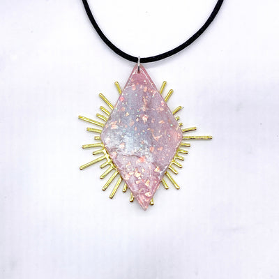 Celestial Sun Burst Polymer Clay Necklace Cottage Core Occult Pastel Goth Jewelry