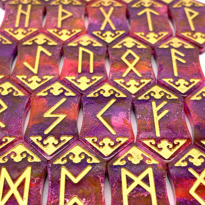 Purple Runestones. Cottagecore Pastel Goth Witch Celtic Nordic Resin Divination Tool