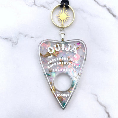Ouija Planchette Necklace | Pastel Goth Celestial Kaleidoscope Jewelry | Occult Jewelry | Statement Necklace