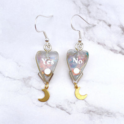 Ouija Planchette Earrings | Pastel Goth Celestial Kaleidoscope Jewelry | Occult Jewelry | Statement Piece