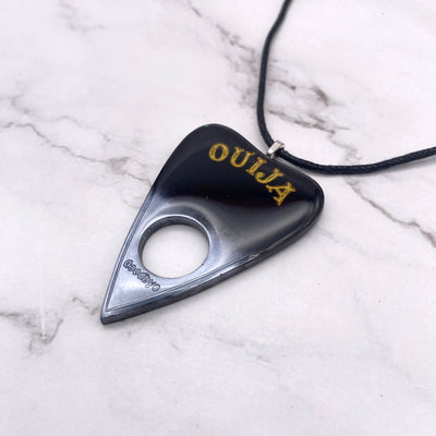 Black Silver Chrome Dipped Ouija Planchette Necklace