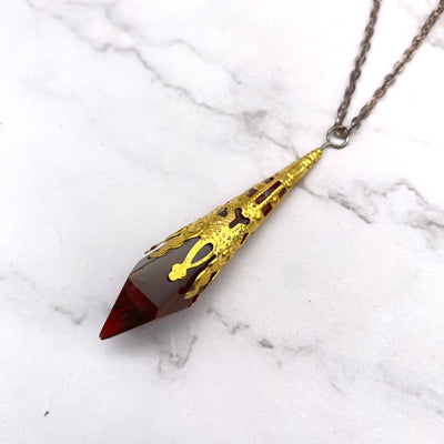 Blood Red Pendulum Necklace | Witch Dowsing Divination Jewelry