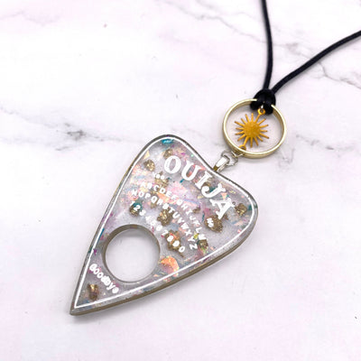 Ouija Planchette Necklace | Pastel Goth Celestial Kaleidoscope Jewelry | Occult Jewelry | Statement Necklace