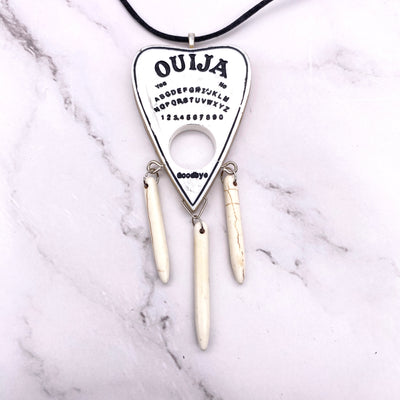 Bone White Ouija Planchette Necklace | Howlite Witch Jewelry