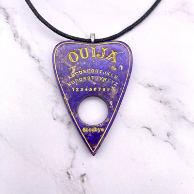 Purple Gold Flake Ouija Planchette Necklace | Spiritual Jewelry