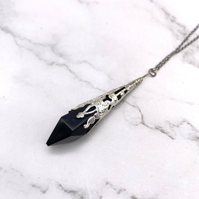 Black Resin Pendulum Necklace | Witch Spiritual Divination Jewelry