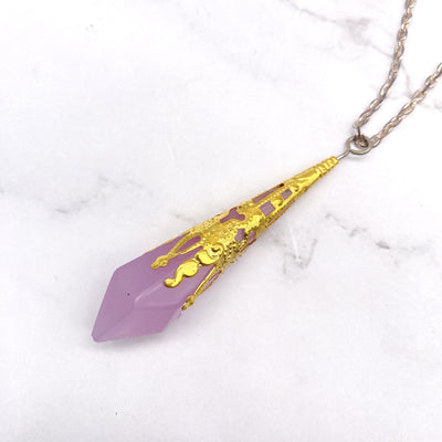 Purple Resin Pendulum Necklace | Witch Dowsing Divination Jewelry