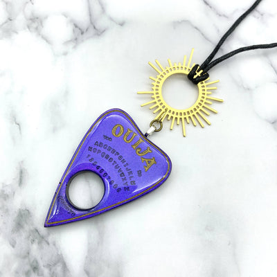 Purple Chrome Ouija Planchette Necklace | Gothic Jewelry | Occult Jewelry | Statement Necklace
